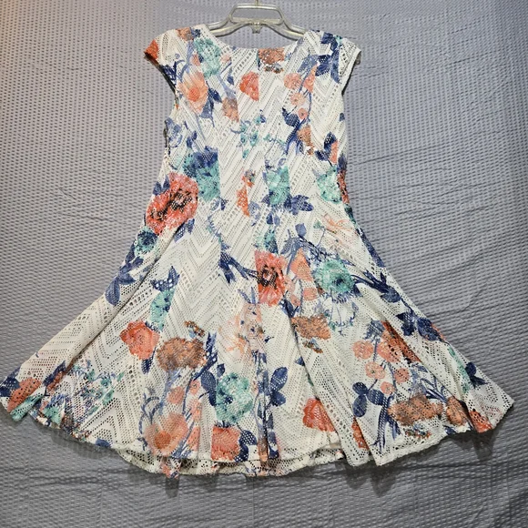 R&K Orange and Blue Sleeveless A-Line Mini Dress - Picture 2 of 9